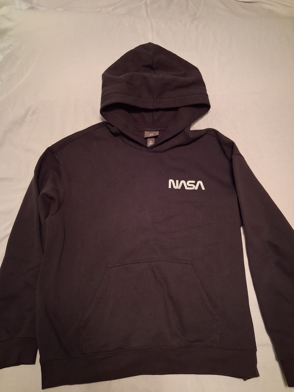 H&M Men's Black Hoodie with White NASA Logo
